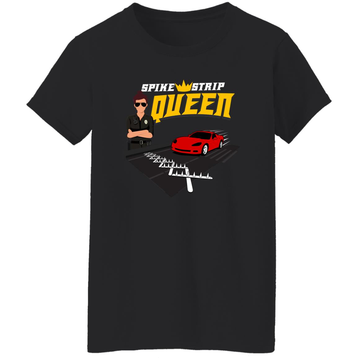 Spike Strip Queen - @WorldWideWob Official Store - Women’s T-Shirt / Black / S - Apparel